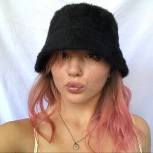 Fuzzy Black Bucket Hat